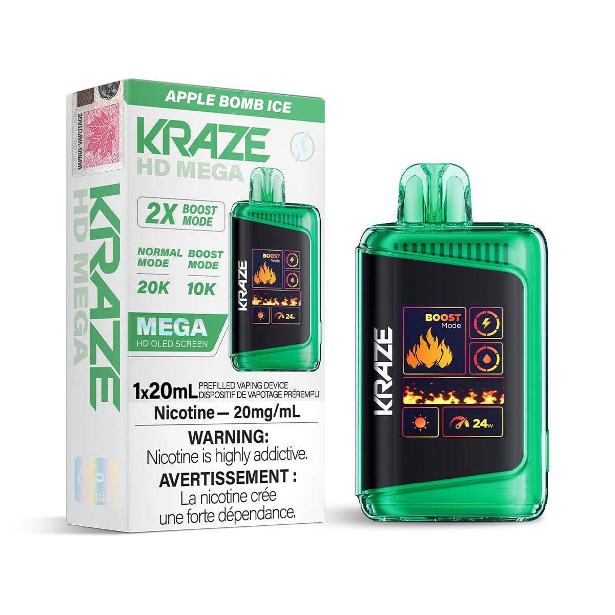 Kraze HD Mega Apple Bomb Ice Disposable Vape Disposable Kraze