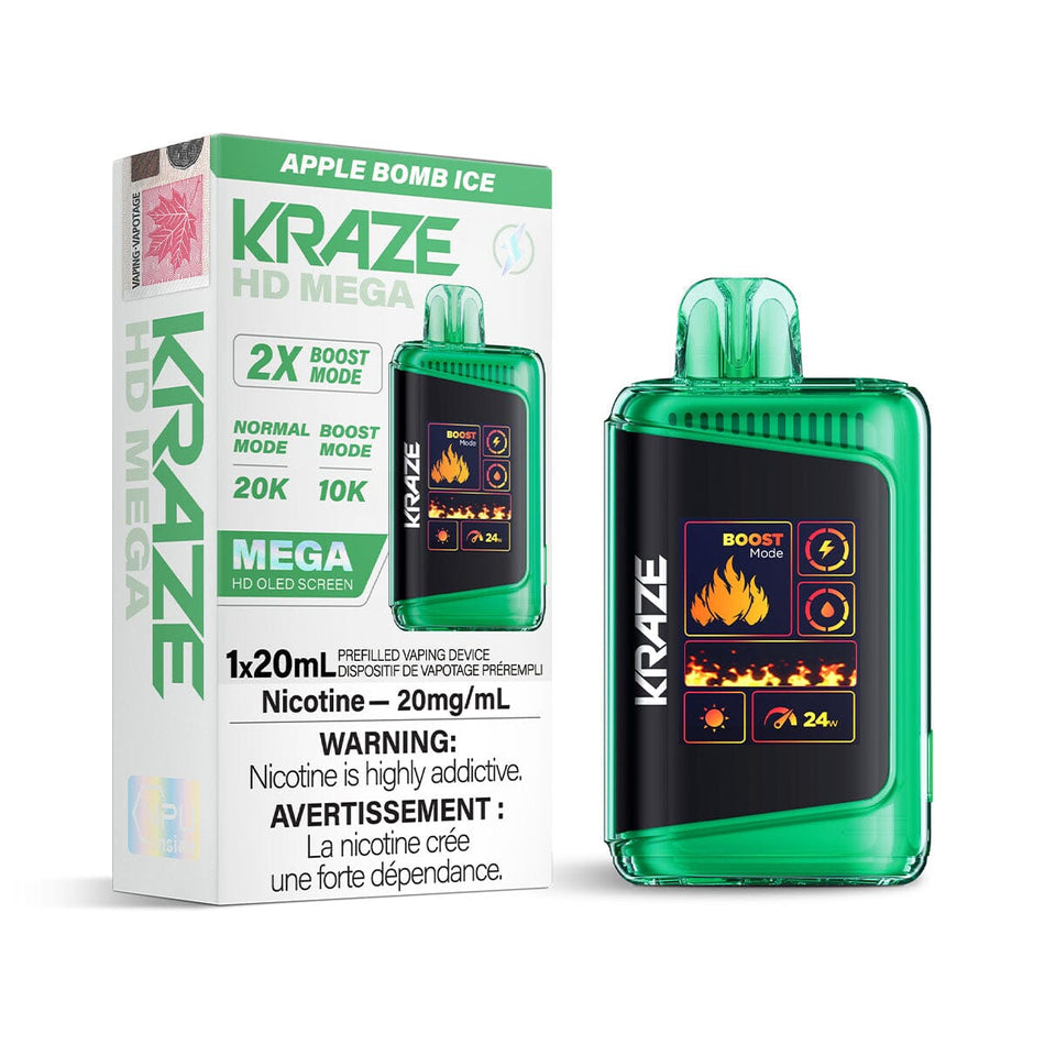 Kraze HD Mega Apple Bomb Ice Disposable Vape Disposable Kraze