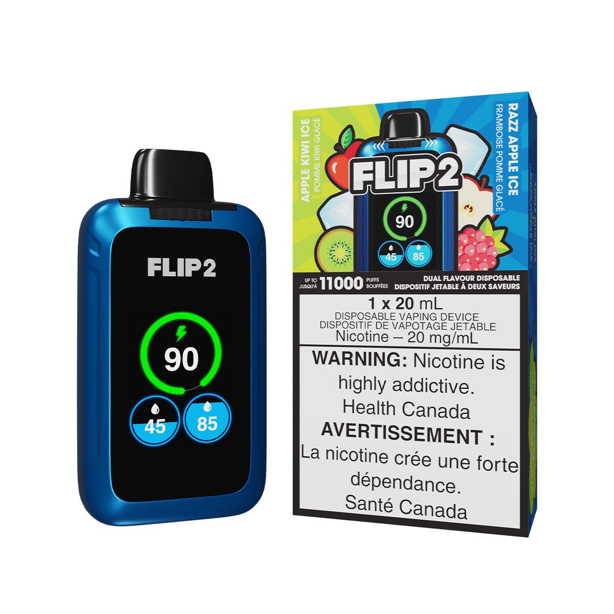 Flip 2 Apple Kiwi Ice And Razz Apple Ice Disposable Vape Disposable Flip Bar