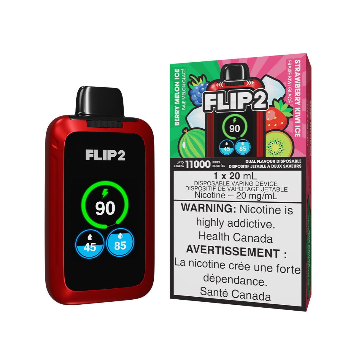 Flip 2 Berry Melon Ice And Strawberry Kiwi Ice Disposable Vape | VapeMeet