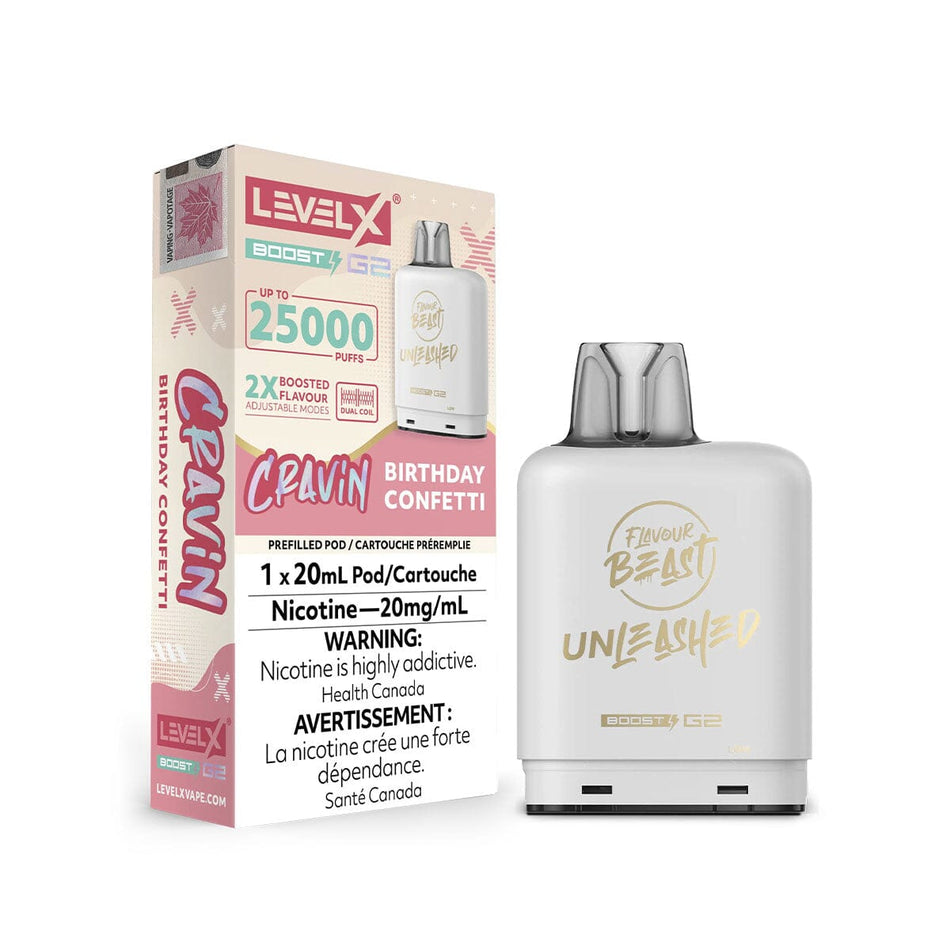 Flavour Beast Unleashed Boost G2 Level X Birthday Confetti Disposable Vape Pod Disposable Level X