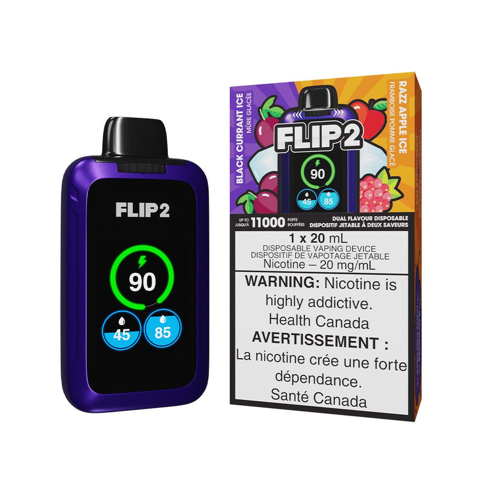 Flip 2 Black Currant Ice And Razz Apple Ice Disposable Vape Disposable Flip Bar