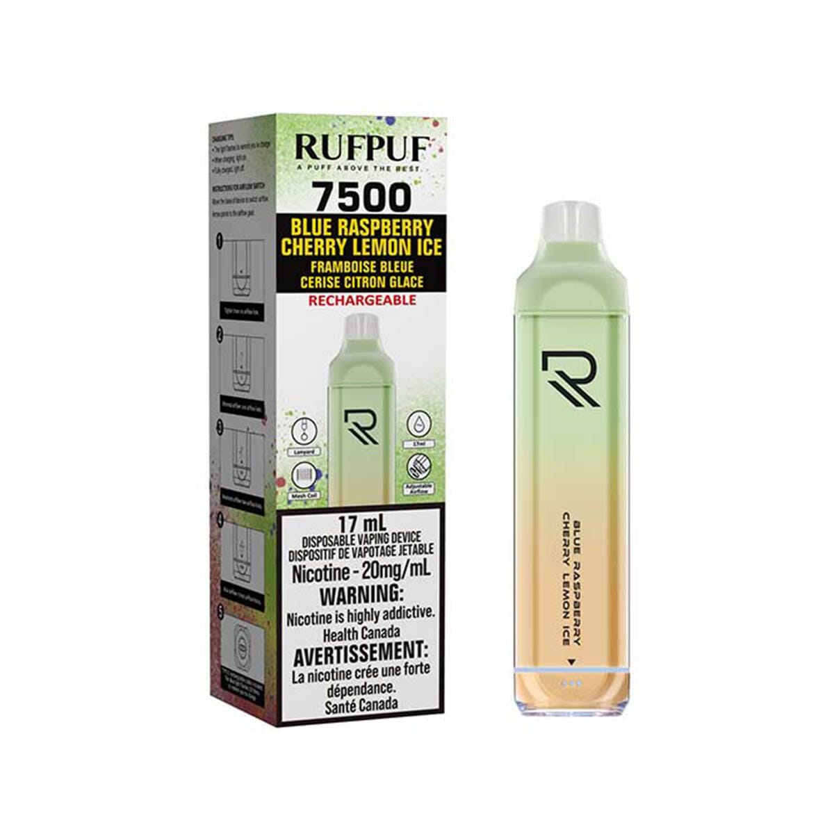 Gcore RUFPUF 7500 Blue Raspberry Cherry Lemon Ice Disposable Vape Pen Disposable Gcore RUFPUF 7500