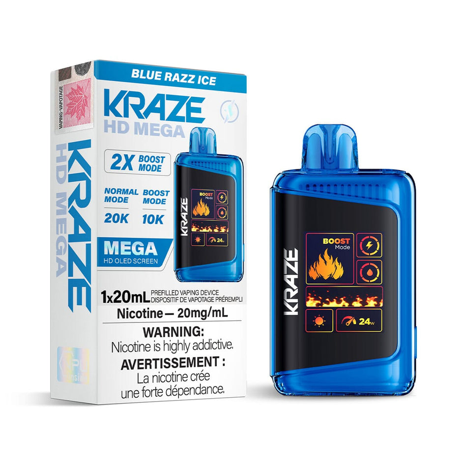 Kraze HD Mega Blue Razz Ice Disposable Vape Disposable Kraze