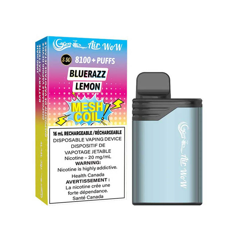 Genie Air Wow 8100 Blue Razz Lemon Disposable Vape Pen Disposable Genie Air Wow 8100