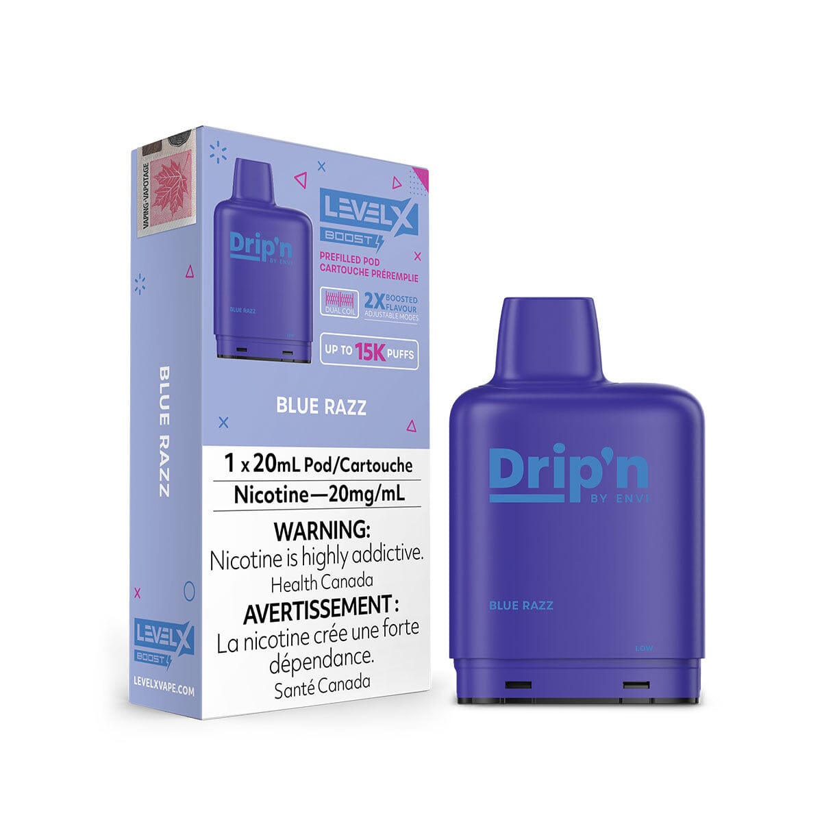 Level X Drip'n Boost Blue Razz Disposable Vape Pod Disposable Level X