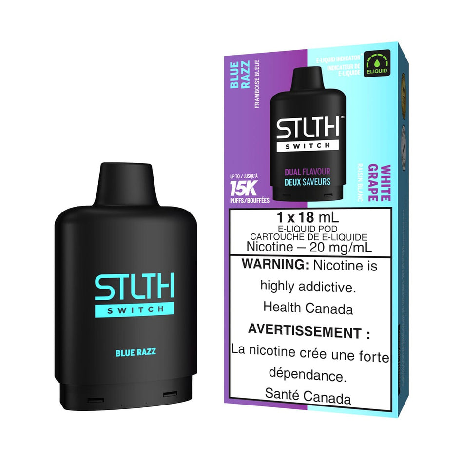 STLTH Switch Blue Razz and White Grape Disposable Vape Pod Disposable STLTH