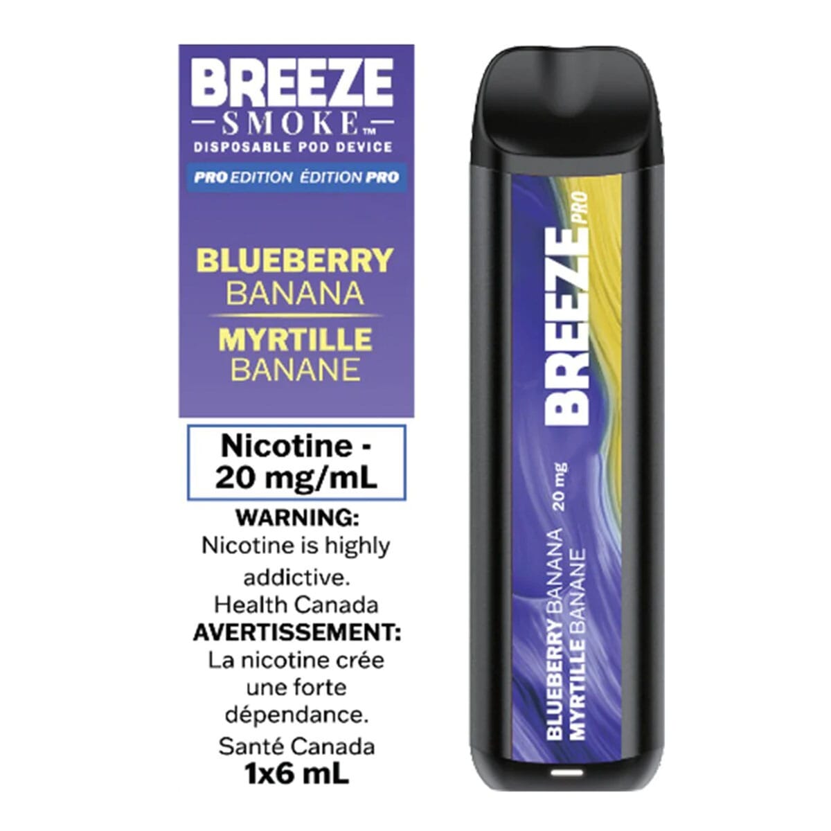 Breeze Pro Blueberry Banana Disposable Vape Pen Disposable Breeze Smoke 20mg/mL