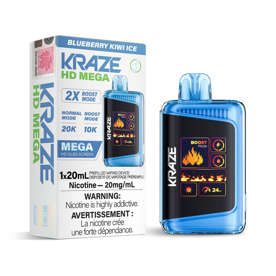 Kraze HD Mega Blueberry Kiwi Ice Disposable Vape Disposable Kraze