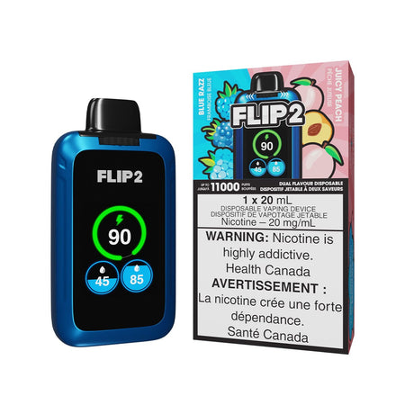 Flip 2 Blue Razz And Juicy Peach Disposable Vape Disposable Flip Bar