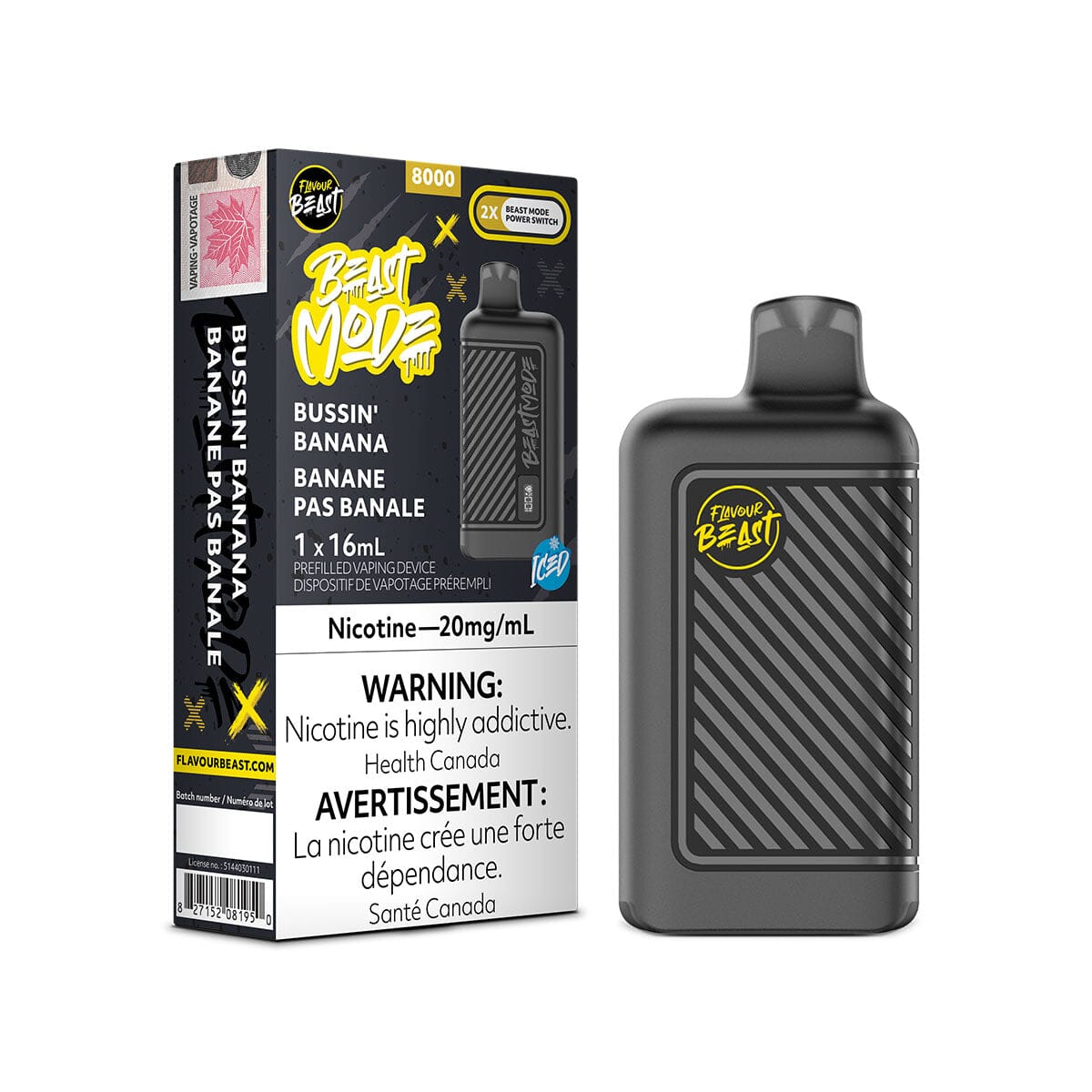 Flavour Beast Beast Mode 8K Bussin' Banana Iced Disposable Vape Pen Disposable Flavour Beast