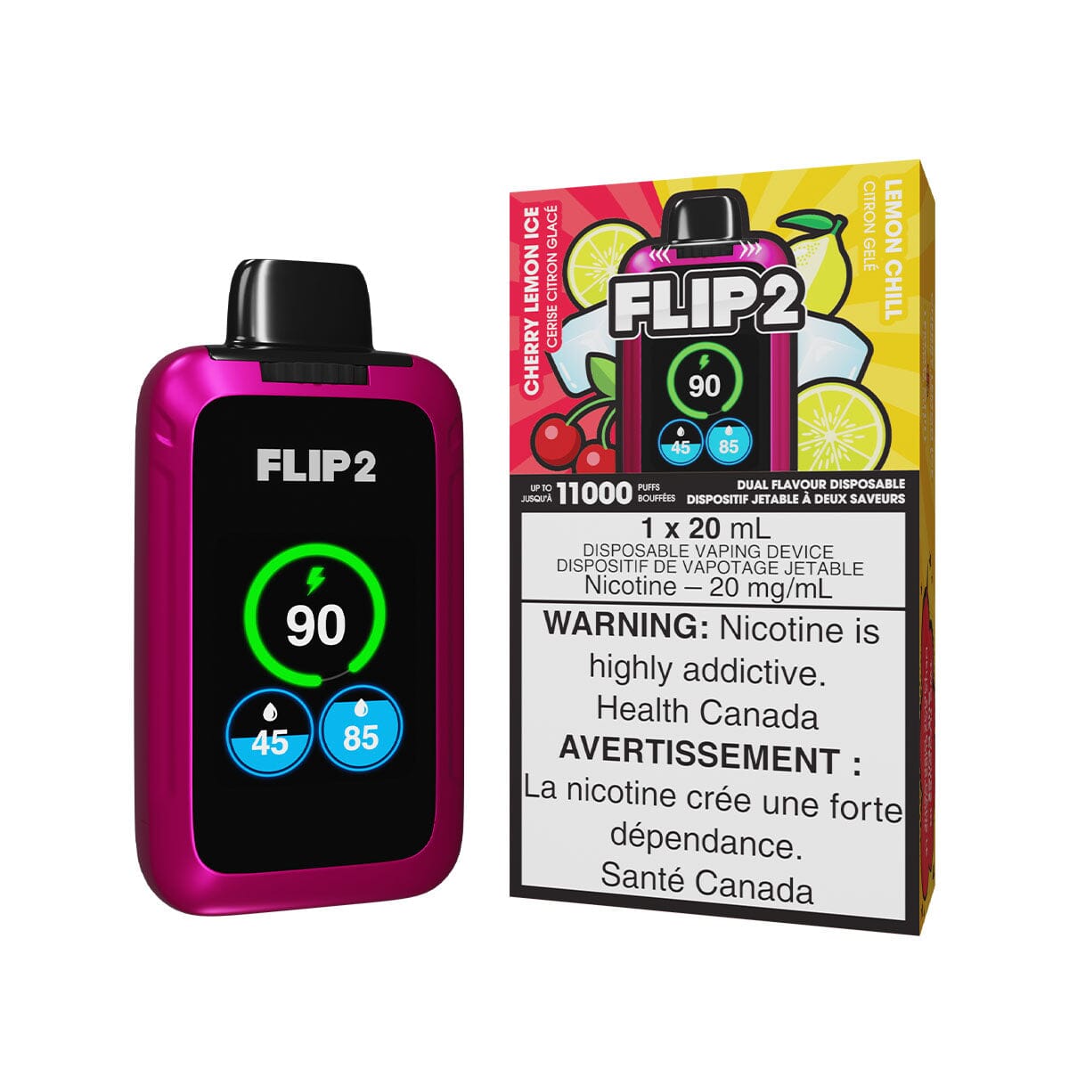 Flip 2 Cherry Lemon Ice And Lemon Chill Disposable Vape Disposable Flip Bar