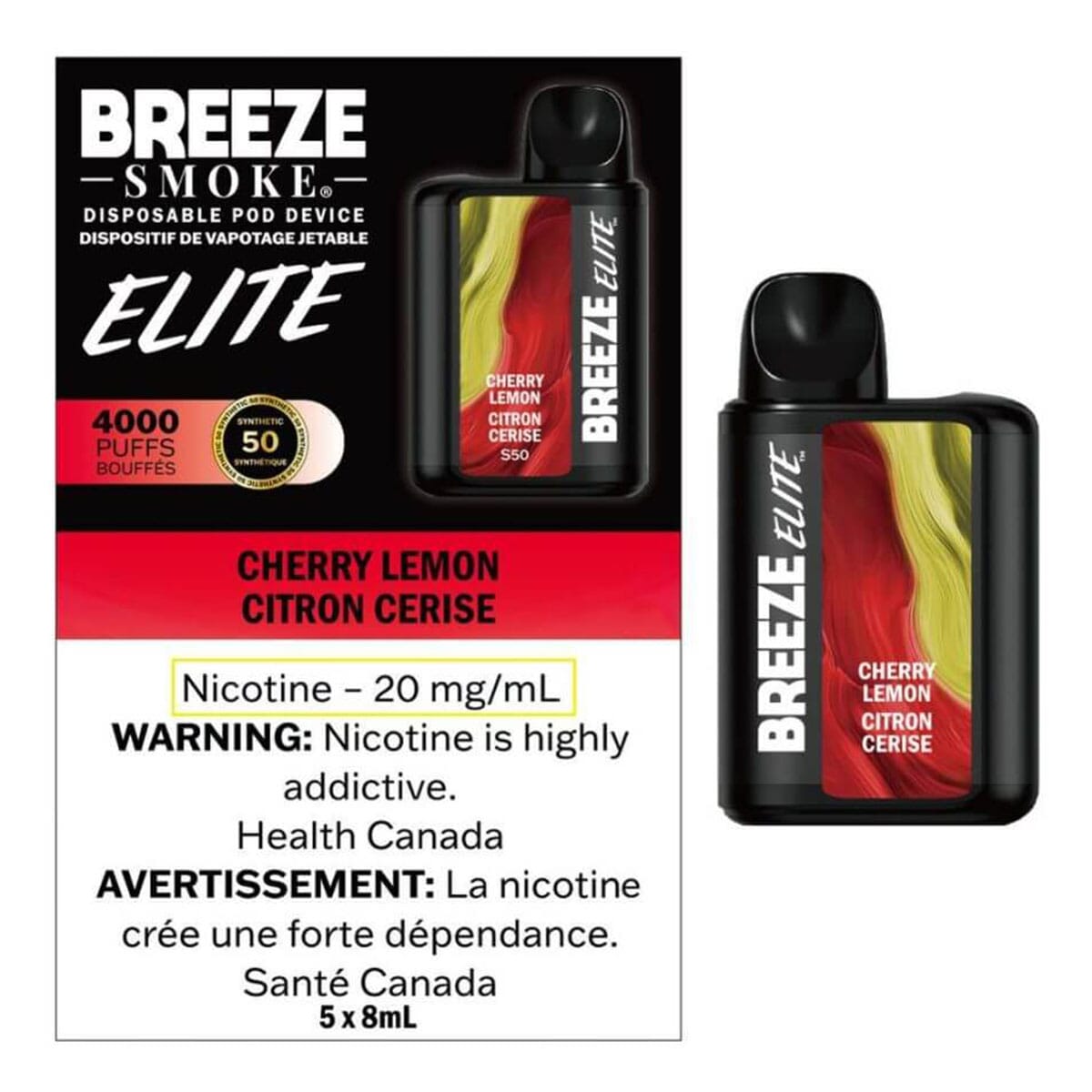Breeze Elite 4000 Cherry Lemon Disposable Vape Pen Disposable Breeze