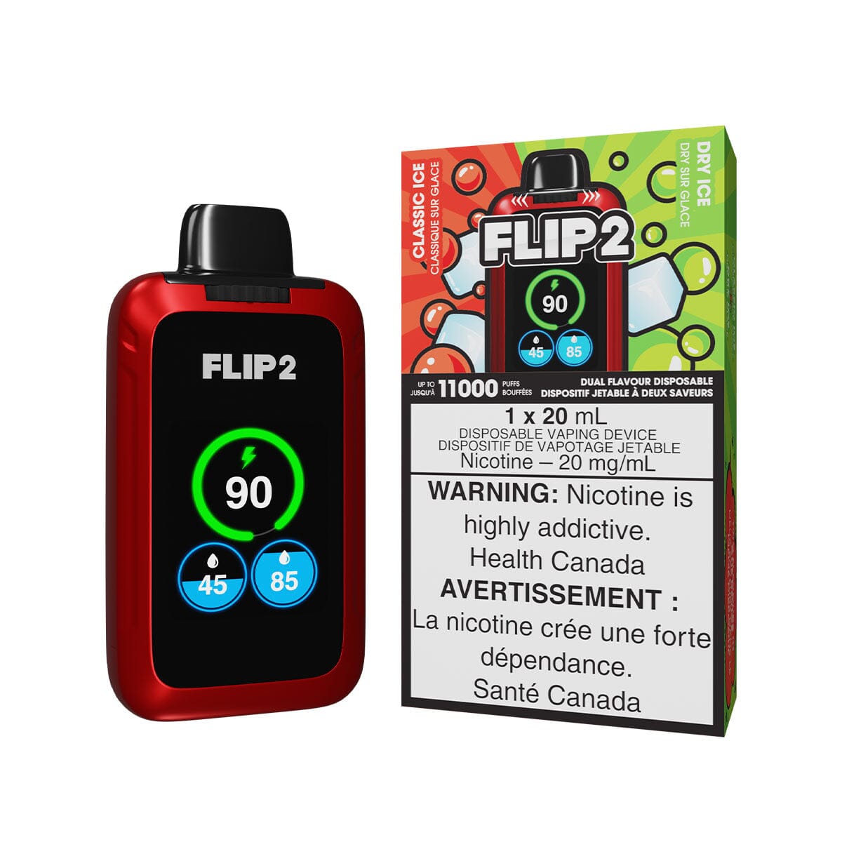 Flip 2 Classic Ice And Dry Ice Disposable Vape Disposable Flip Bar