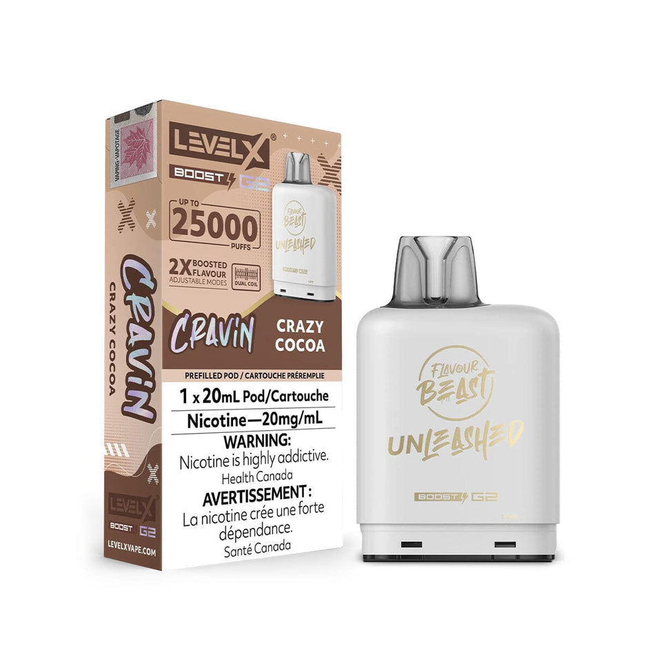 Flavour Beast Unleashed Boost G2 Level X Crazy Cocoa Disposable Vape Pod Disposable Level X