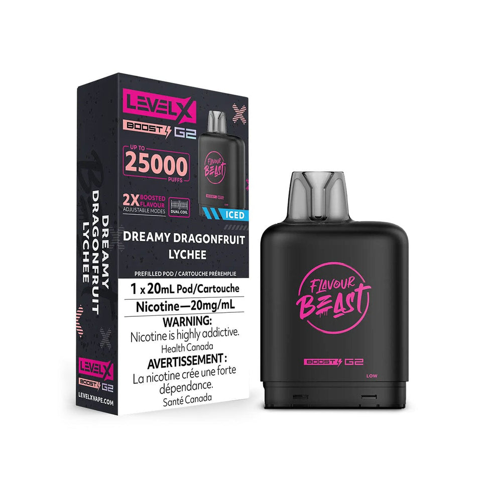 Flavour Beast Boost Level X Dreamy Dragon Fruit Lychee Iced Disposable Vape Pod Disposable Level X