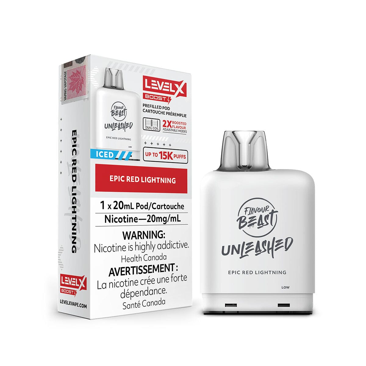 Level X Flavour Beast Unleashed Boost Epic Red Lightning Disposable Vape Pod Disposable Level X