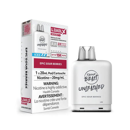Level X Flavour Beast Unleashed Boost Epic Sour Berries Disposable Vape Pod Disposable Level X