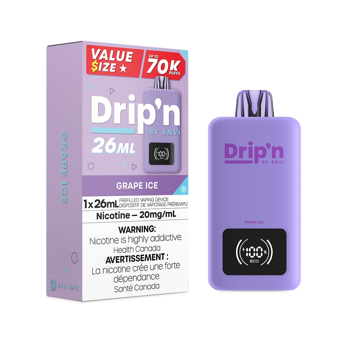 Drip'n 26mL Grape Ice Disposable Vape 70,000 Puffs VapeMeet Drip'n 26mL Grape Ice Disposable Vape 70,000 Puffs VapeMeet