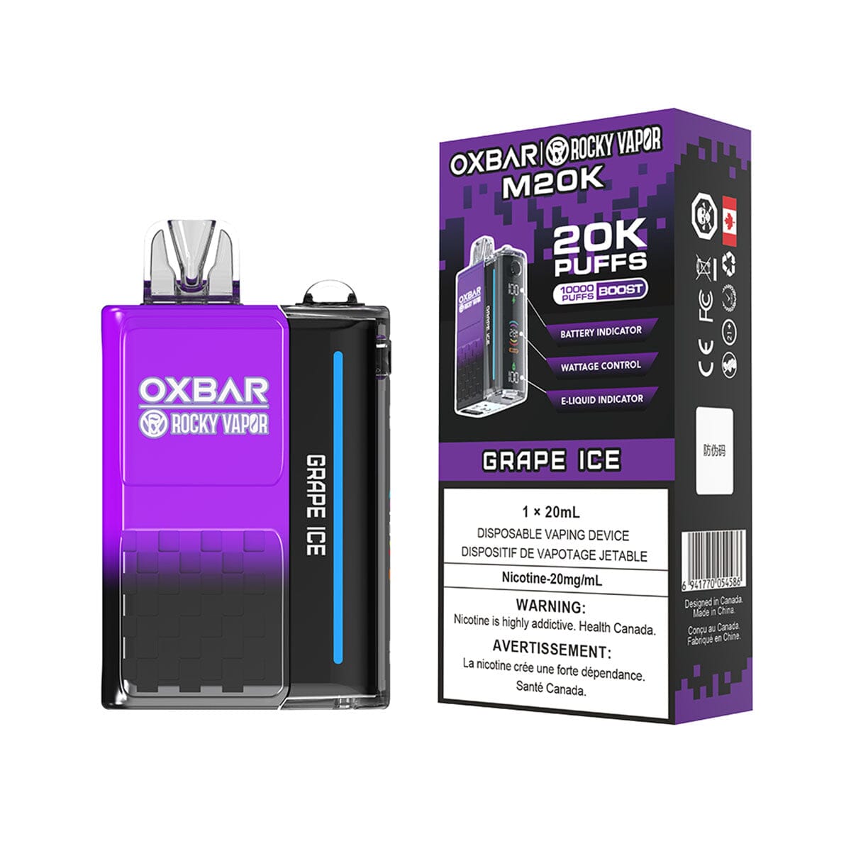 disposable vape quebec Oxbar M20K Grape Ice Choose Flavor:Jewel Cane Mint Pink Leopard Skin For Fruit Mix