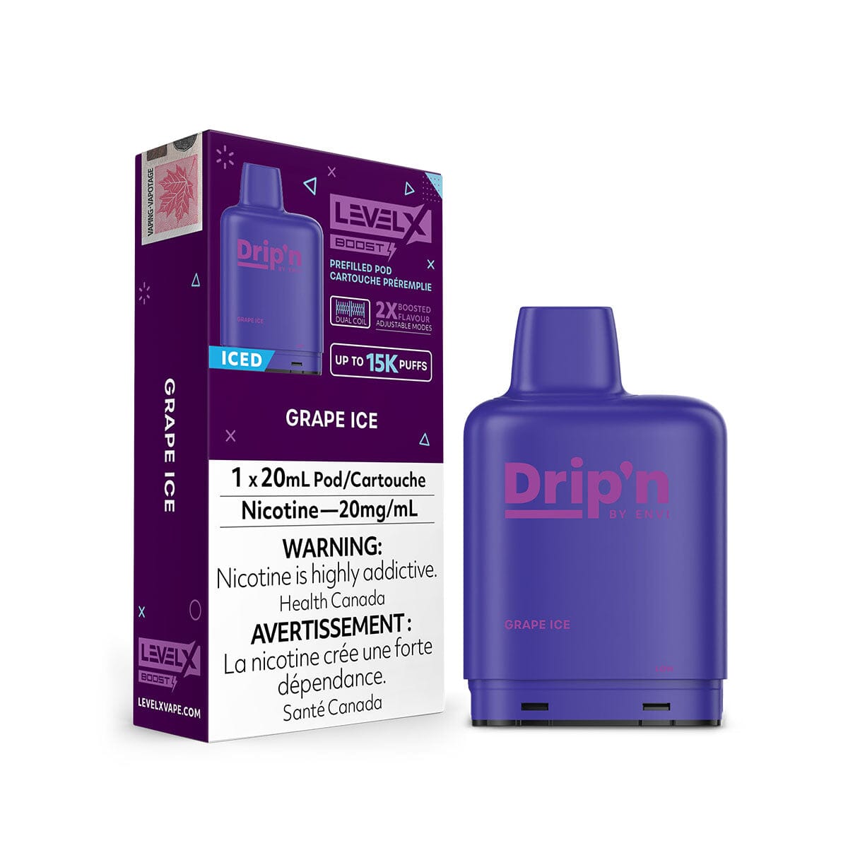 Level X Drip'n Boost Grape Ice Disposable Vape Pod Disposable Level X