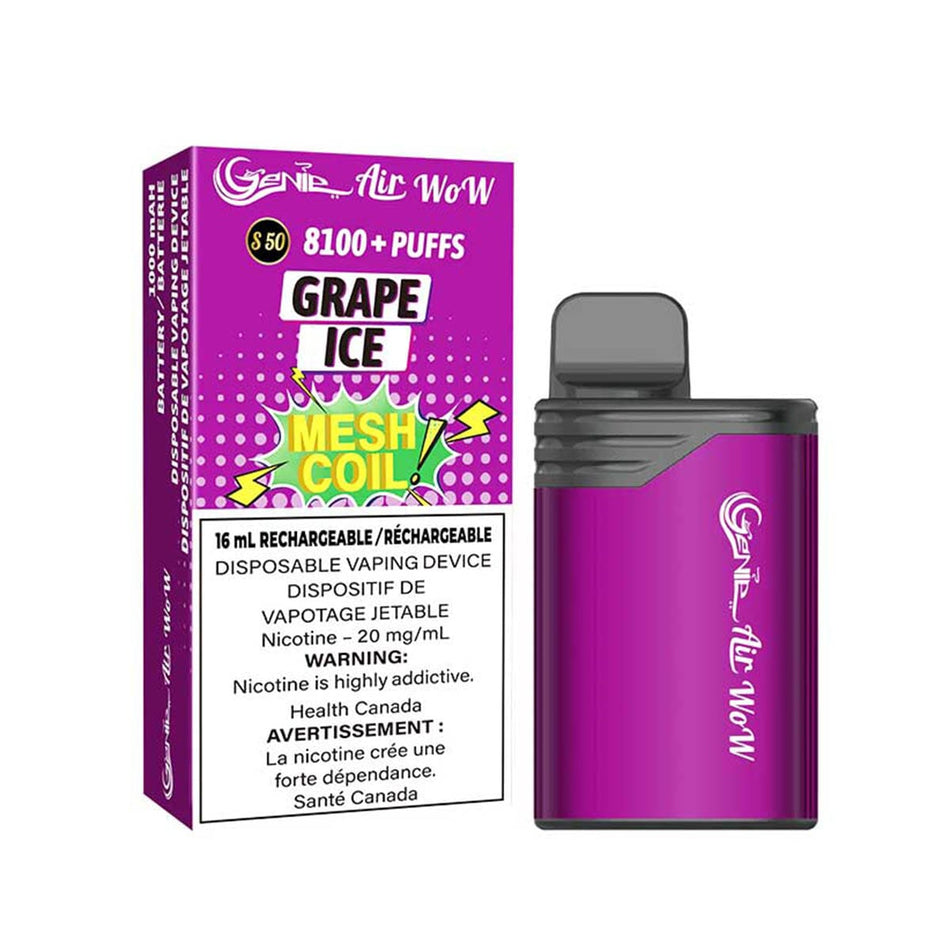 Genie Air Wow 8100 Grape Ice Disposable Vape Pen Disposable Genie Air Wow 8100
