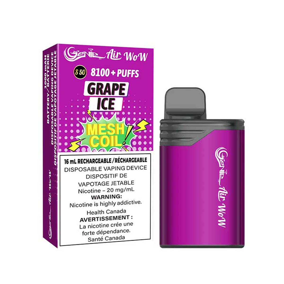 Genie Air Wow 8100 Grape Ice Disposable Vape Pen | VapeMeet Genie Air Wow 8100 Grape Ice Disposable Vape Pen | VapeMeet