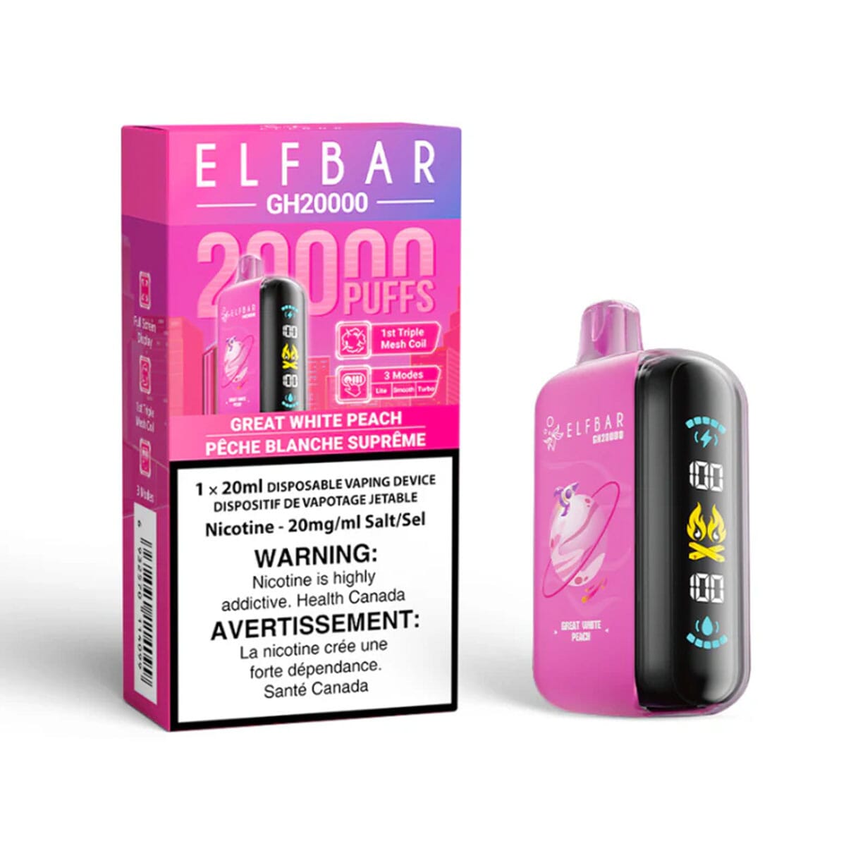 Elf Bar GH20K Great White Peach Disposable Vape Disposable Elf Bar