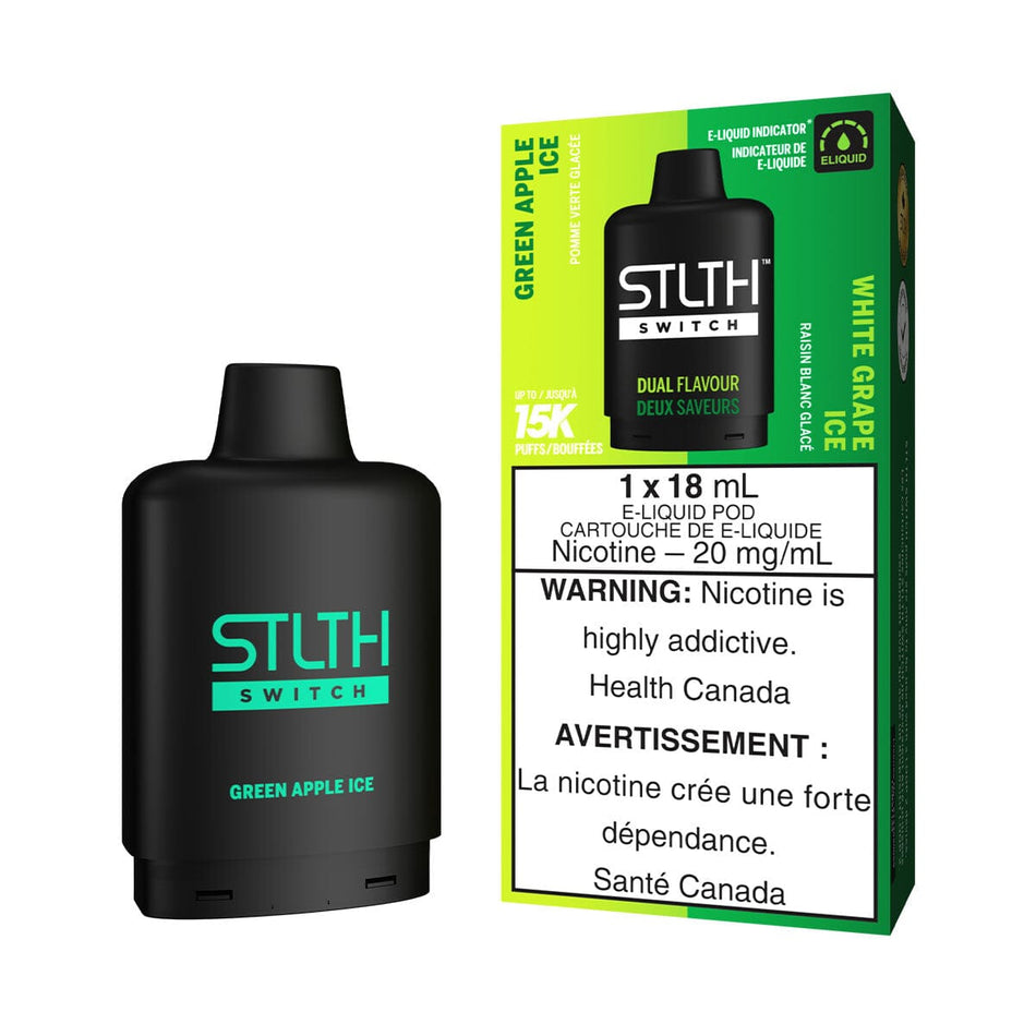 STLTH Switch Green Apple Ice and White Grape Ice Disposable Vape Pod Disposable STLTH