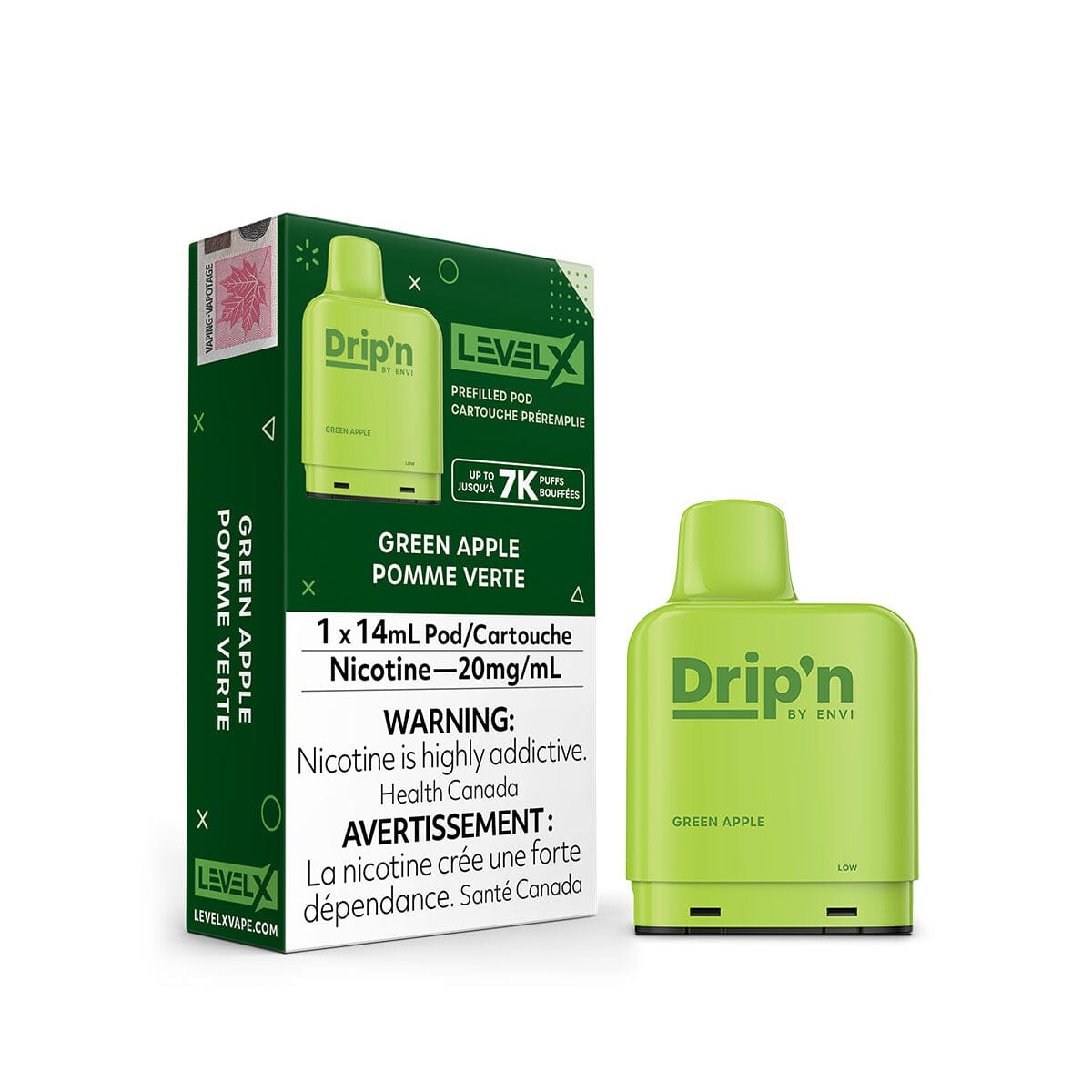 Drip'n Level X Green Apple Disposable Vape Pod Disposable Drip'n