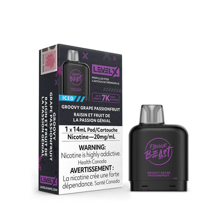 Flavour Beast Level X Groovy Grape Passionfruit Disposable Vape Pod Disposable Flavour Beast