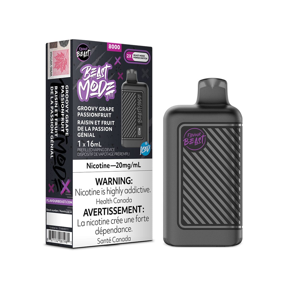 Flavour Beast Beast Mode 8K Groovy Grape Passionfruit Iced Disposable Vape Pen Disposable Flavour Beast