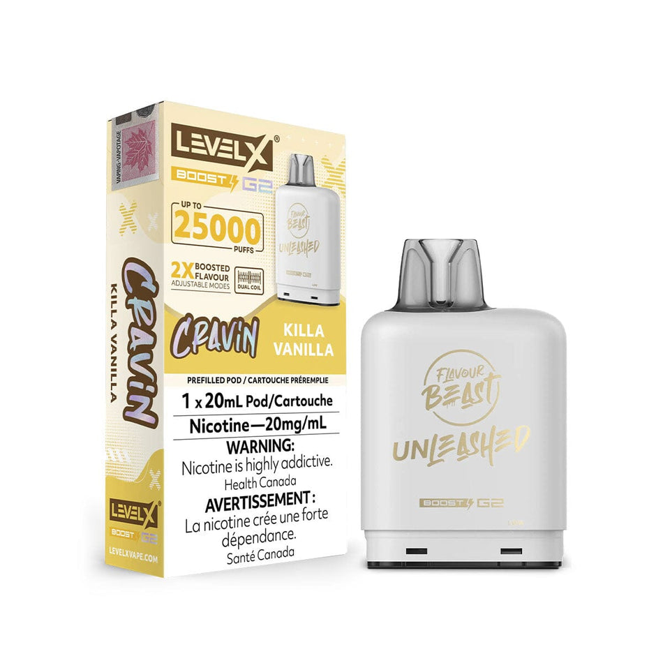 Flavour Beast Unleashed Boost G2 Level X Killa Vanilla Disposable Vape Pod Disposable Level X