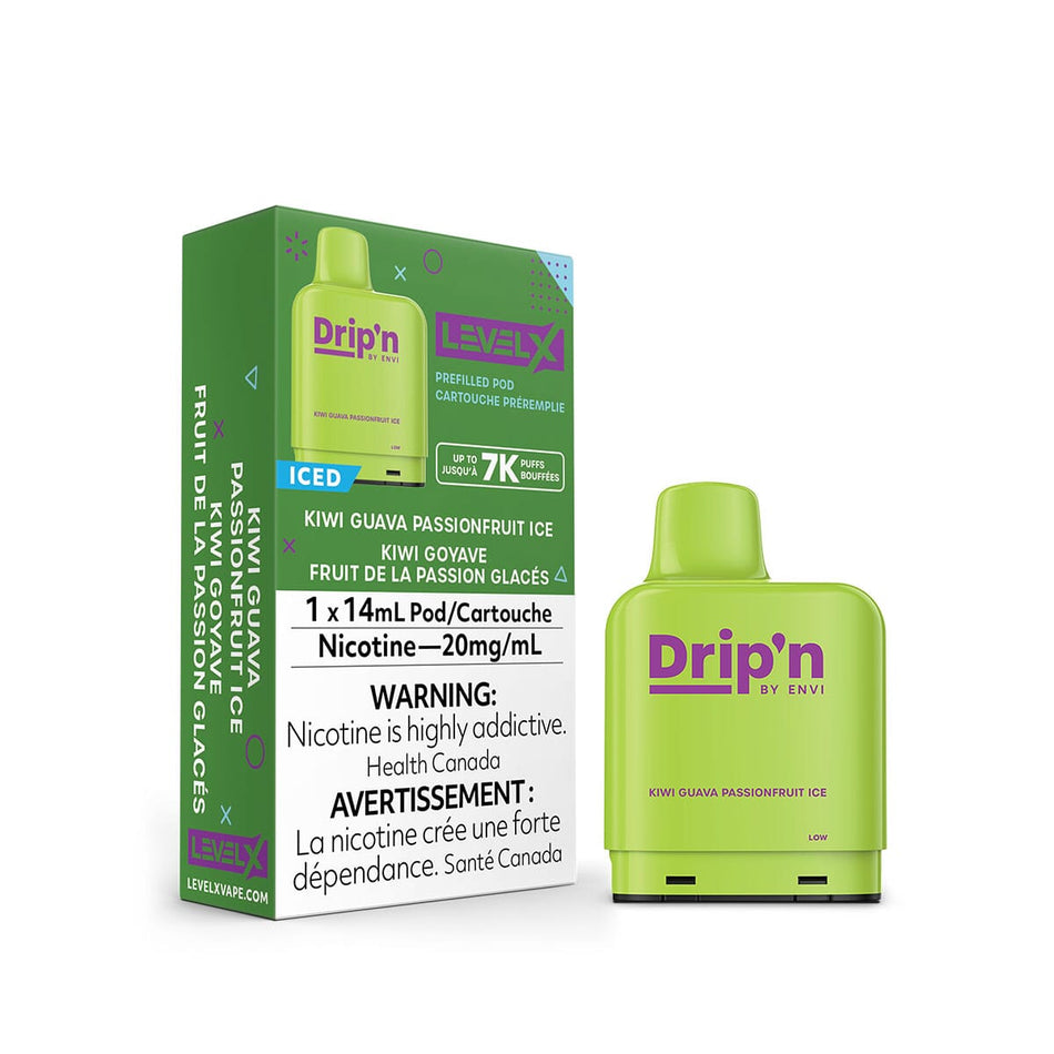 Drip'n Level X Kiwi Guava Passionfruit Ice Disposable Vape Pod Disposable Drip'n