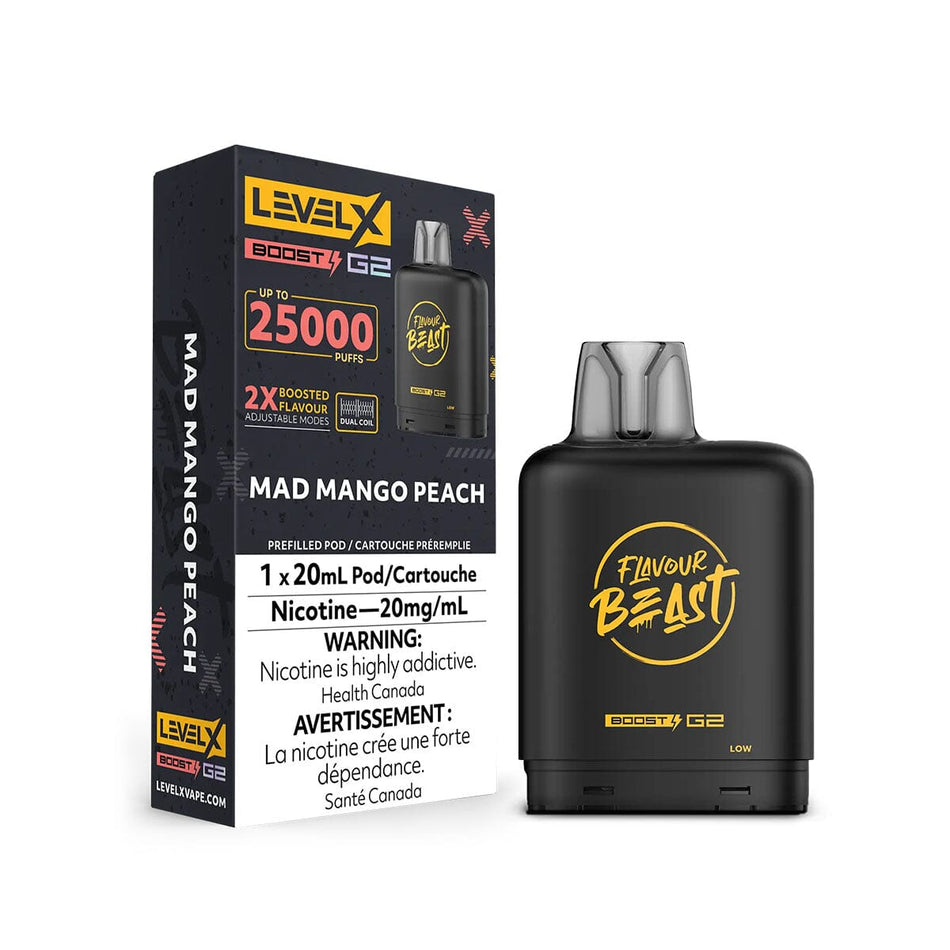 Flavour Beast Boost G2 Level X Mad Mango Peach Disposable Vape Pod Disposable Level X