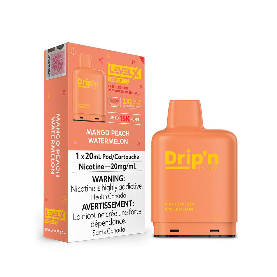 Level X Drip'n Boost Mango Peach Watermelon Disposable Vape Pod Disposable Level X