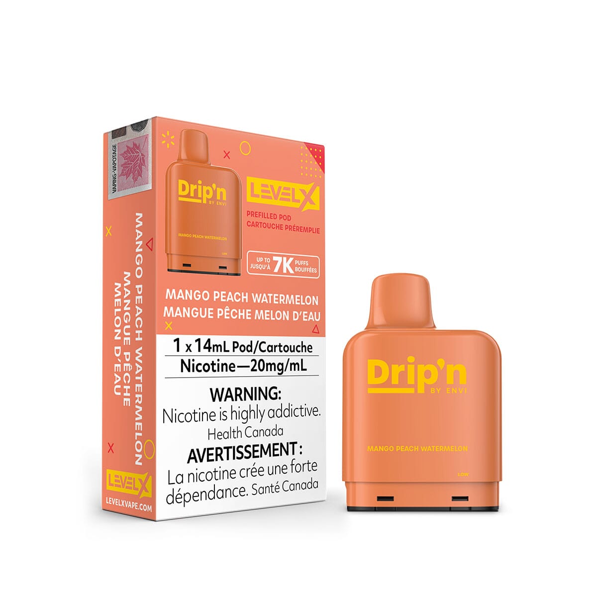 Drip'n Level X Mango Peach Watermelon Disposable Vape Pod Disposable Drip'n