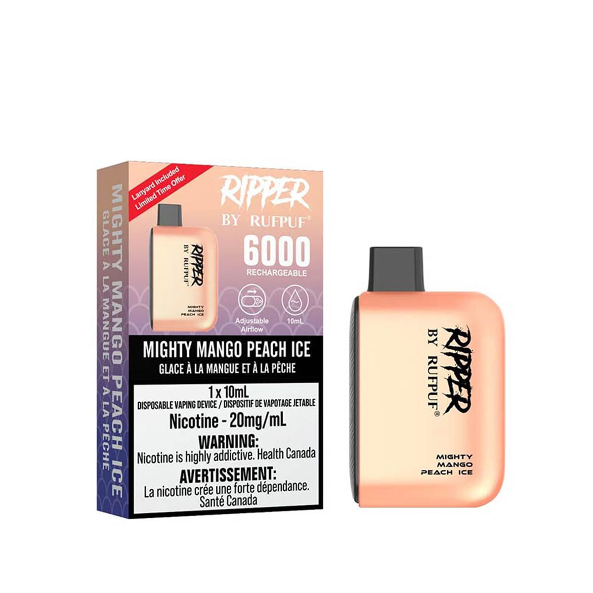 Ripper by RUFPUF 6000 Mighty Mango Peach Ice Disposable Vape Pen | VapeMeet