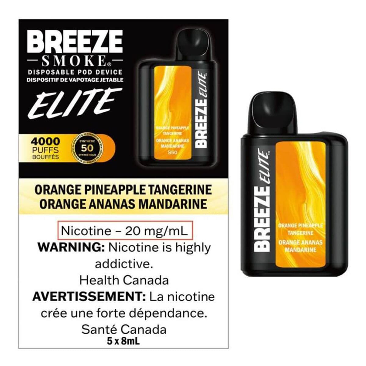 Breeze Elite 4000 Orange Pineapple Tangerine Disposable Vape Pen Disposable Breeze