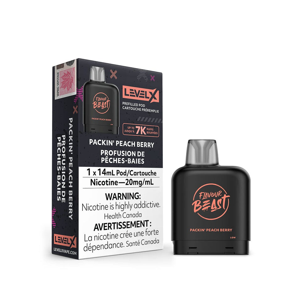 Flavour Beast Level X Packin Peach Berry Disposable Vape Pod Disposable Flavour Beast