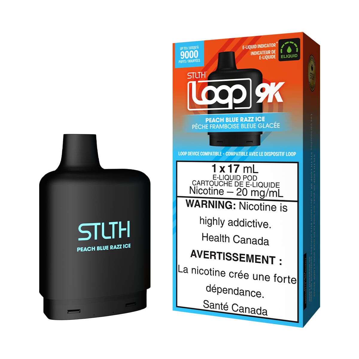 2 piece vape disposable STLTH Loop 2 Peach Blue Razz Ice Vape Pod
