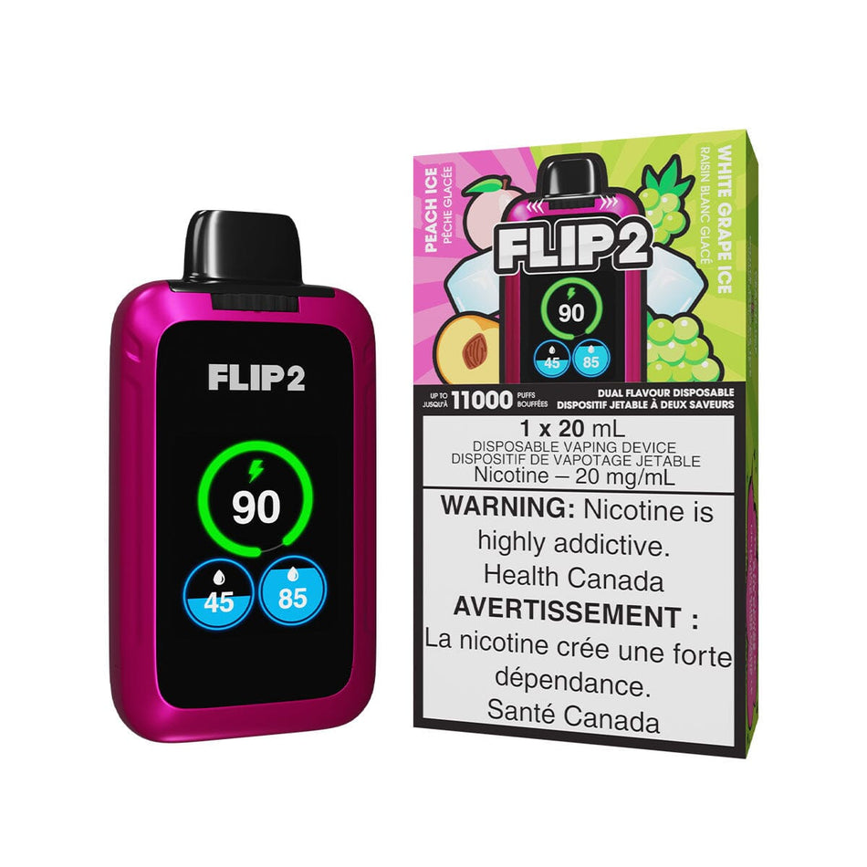 Flip 2 Peach Ice And White Grape Ice Disposable Vape Disposable Flip Bar