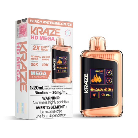 Kraze HD Mega Peach Watermelon Ice Disposable Vape Disposable Kraze