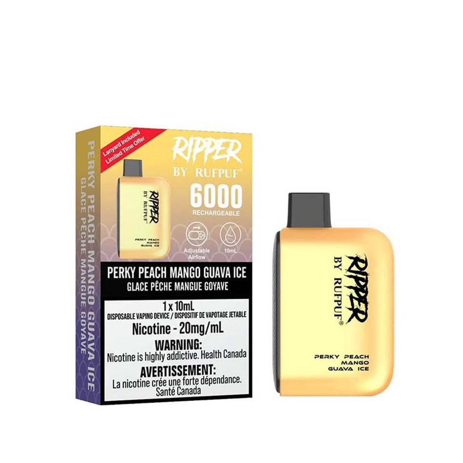 Gcore RUFPUF 6000 Perky Peach Mango Guava Ice Disposable Vape Pen Disposable Gcore RUFPUF 6000