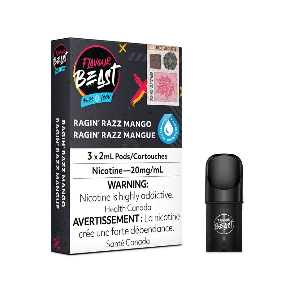 STLTH Compatible Flavour Beast Ragin' Razz Mango Iced Vape Pods Pre-filled Pod Flavour Beast