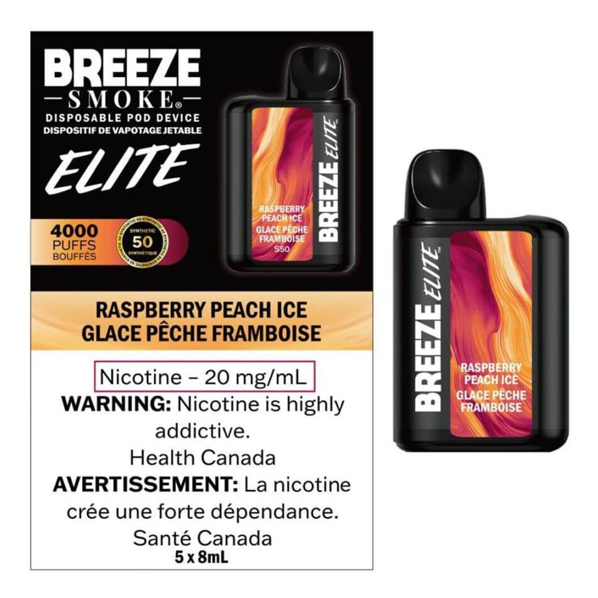 Breeze Elite 4000 Raspberry Peach Ice Disposable Vape Pen Disposable Breeze
