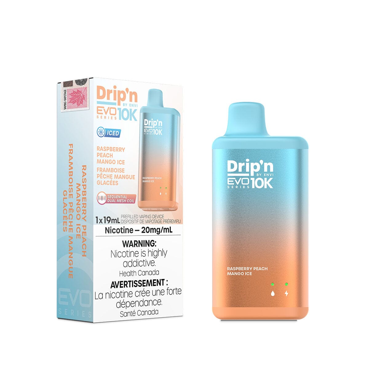 Drip'n EVO 10K Raspberry Peach Mango Ice Disposable Vape Pen Disposable Drip'n