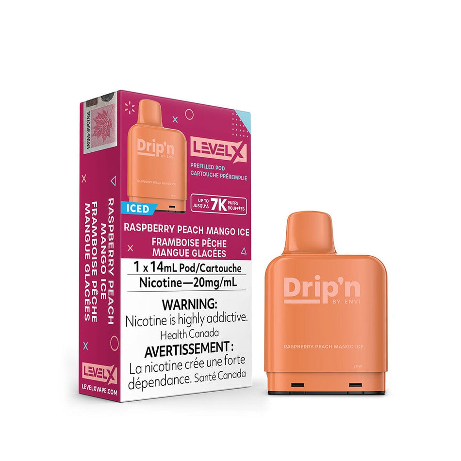 Drip'n Level X Raspberry Peach Mango Ice Disposable Vape Pod Disposable Drip'n