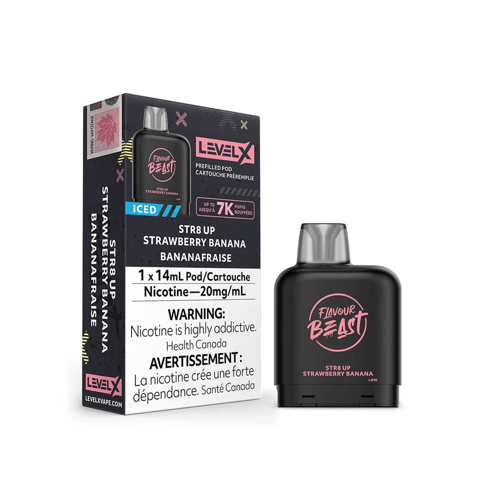 Flavour Beast Level X Str8 Up Strawberry Banana Disposable Vape Pod Disposable Flavour Beast