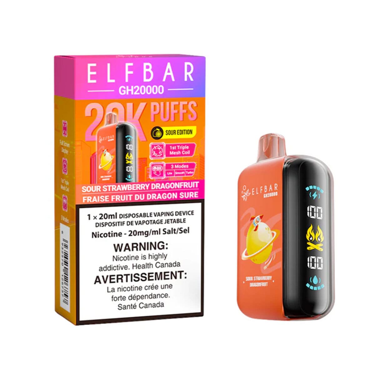 Elf Bar GH20K Sour Strawberry Dragonfruit Disposable Vape Disposable Elf Bar